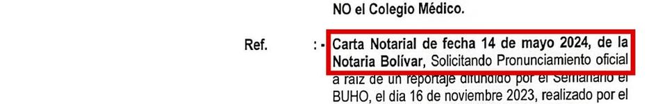 Marco Zegarra Alarcón: referencia a carta notarial del 14 de mayo de 2024, Notaría Bolívar